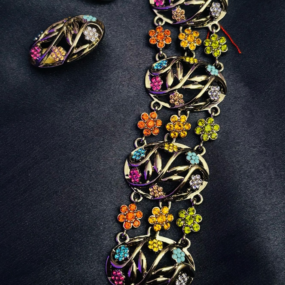Joan Rivers Multicolor Floral Bracelet & Earrings set